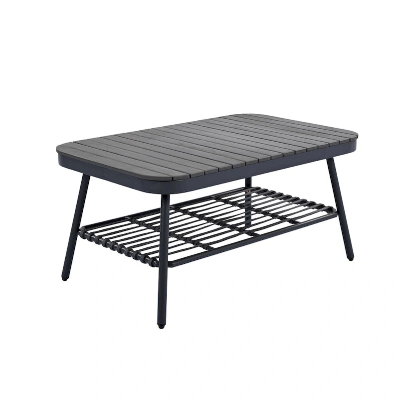 4-Piece Outdoor Patio Furniture Set, All Weather Sectional Furniture Set with Woven Rope Chairs and Coffee Table