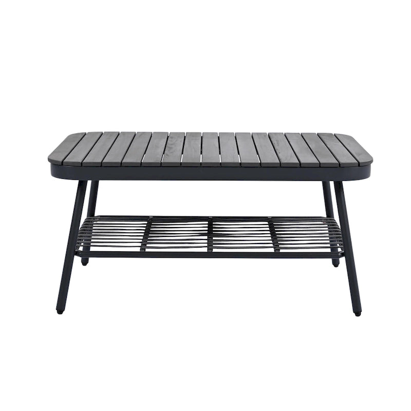 4-Piece Outdoor Patio Furniture Set, All Weather Sectional Furniture Set with Woven Rope Chairs and Coffee Table