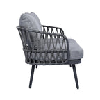 4-Piece Outdoor Patio Furniture Set, All Weather Sectional Furniture Set with Woven Rope Chairs and Coffee Table