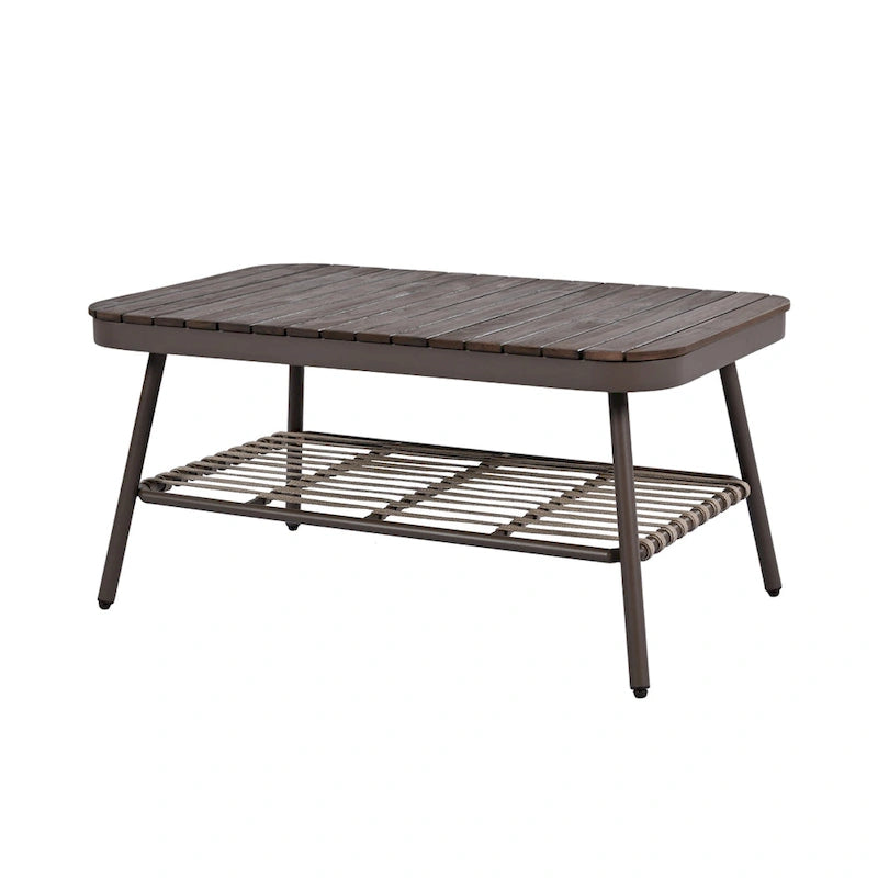 4-Piece Outdoor Patio Furniture Set, All Weather Sectional Furniture Set with Woven Rope Chairs and Coffee Table