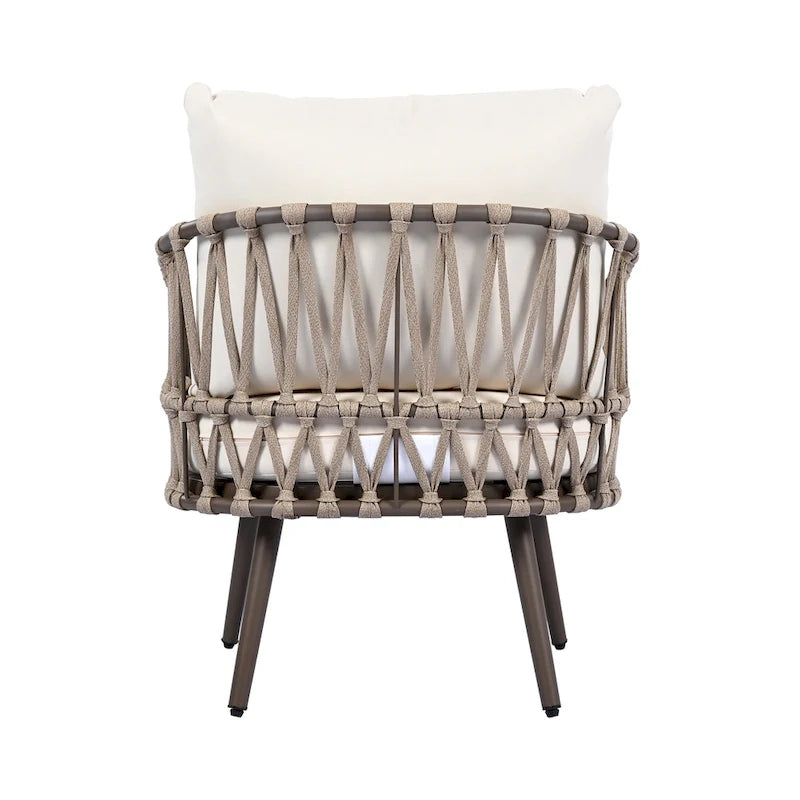 4-Piece Outdoor Patio Furniture Set, All Weather Sectional Furniture Set with Woven Rope Chairs and Coffee Table