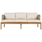 4 Pcs Outdoor Rope Sofa Set, All-Weather Patio Conversation Furniture Set with Acacia Wood Table, Single Sofa and Ottoman