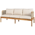 4 Pcs Outdoor Rope Sofa Set, All-Weather Patio Conversation Furniture Set with Acacia Wood Table, Single Sofa and Ottoman