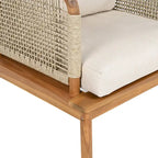 4 Pcs Outdoor Rope Sofa Set, All-Weather Patio Conversation Furniture Set with Acacia Wood Table, Single Sofa and Ottoman