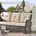 Outdoor Furniture-7 Piece Patio Furniture Set with Swivel Rocker Chair