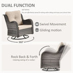 Outdoor Furniture-7 Piece Patio Furniture Set with Swivel Rocker Chair
