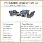 Outdoor Furniture-7 Piece Patio Furniture Set with Swivel Rocker Chair