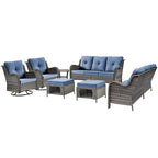Outdoor Furniture-7 Piece Patio Furniture Set with Swivel Rocker Chair