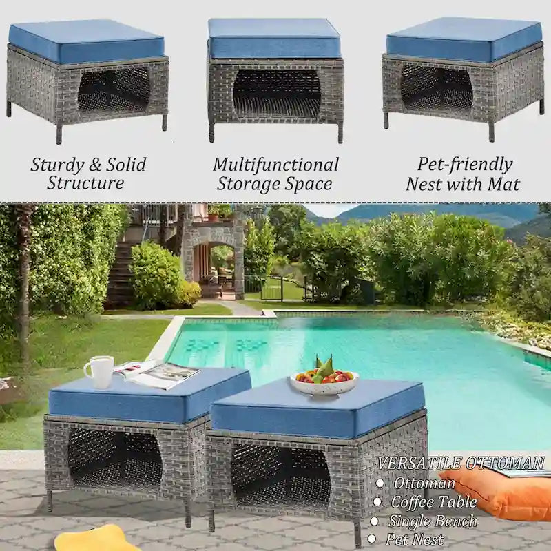 Outdoor Furniture-7 Piece Patio Furniture Set with Swivel Rocker Chair