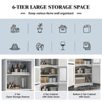 Gymax Bathroom Tall Storage Cabinet Linen Tower w/ Glass Door &