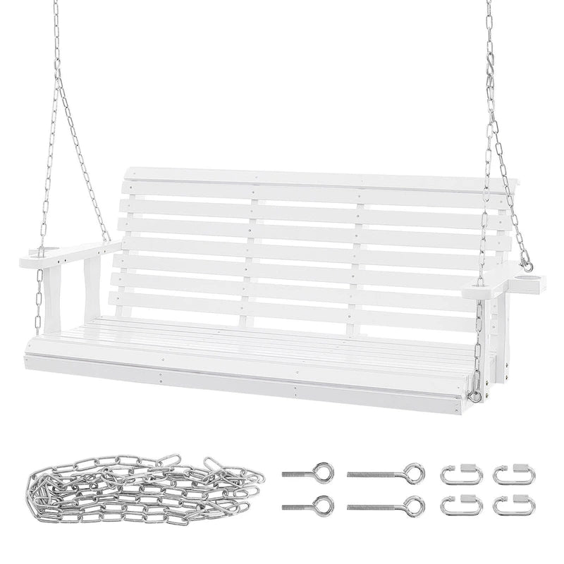 Wooden Porch Swing Heavy Duty Swing Chair Bench with Hanging Chains for Outdoors
