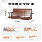 Wooden Porch Swing Heavy Duty Swing Chair Bench with Hanging Chains for Outdoors