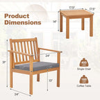 Costway 3 PCS Patio Wood Furniture Set Acacia Wood Chairs & Coffee - See Details