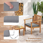 Costway 3 PCS Patio Wood Furniture Set Acacia Wood Chairs & Coffee - See Details