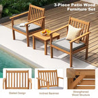 Costway 3 PCS Patio Wood Furniture Set Acacia Wood Chairs & Coffee - See Details