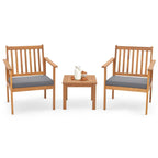 Costway 3 PCS Patio Wood Furniture Set Acacia Wood Chairs & Coffee - See Details