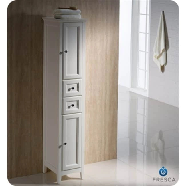 68" Tall Bathroom Linen Cabinet with Soft Close Drawers - Solid Wood Free Standing Storage Tower with 2 Doors & 2 Shelves