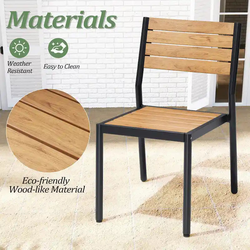 7-Piece Outdoor Rectangle Aluminum Dining Table with Stackable Chairs