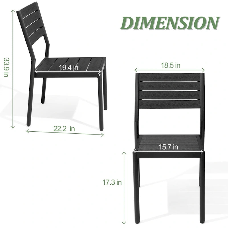 7-Piece Outdoor Rectangle Aluminum Dining Table with Stackable Chairs