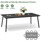 7-Piece Outdoor Rectangle Aluminum Dining Table with Stackable Chairs