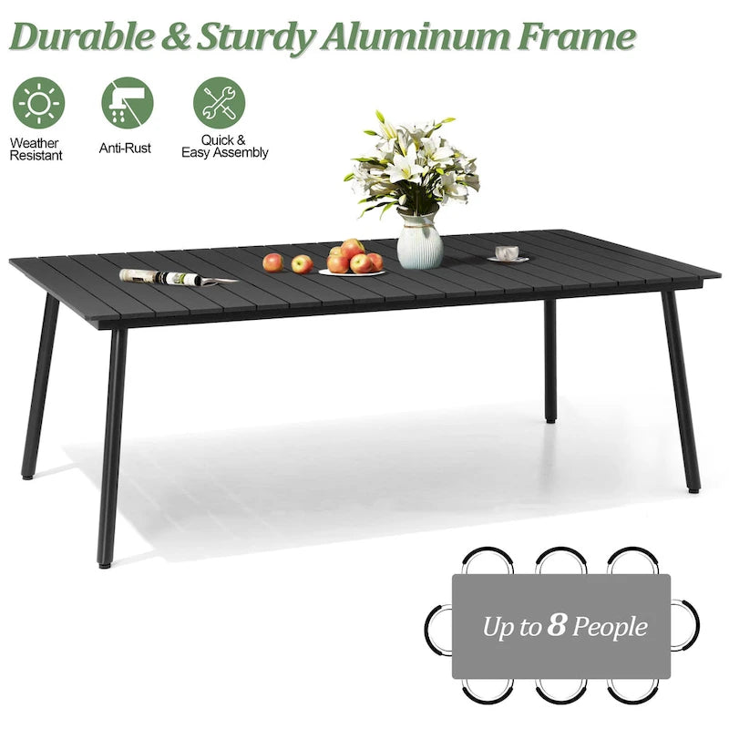 7-Piece Outdoor Rectangle Aluminum Dining Table with Stackable Chairs