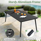 7-Piece Outdoor Rectangle Aluminum Dining Table with Stackable Chairs