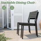 7-Piece Outdoor Rectangle Aluminum Dining Table with Stackable Chairs