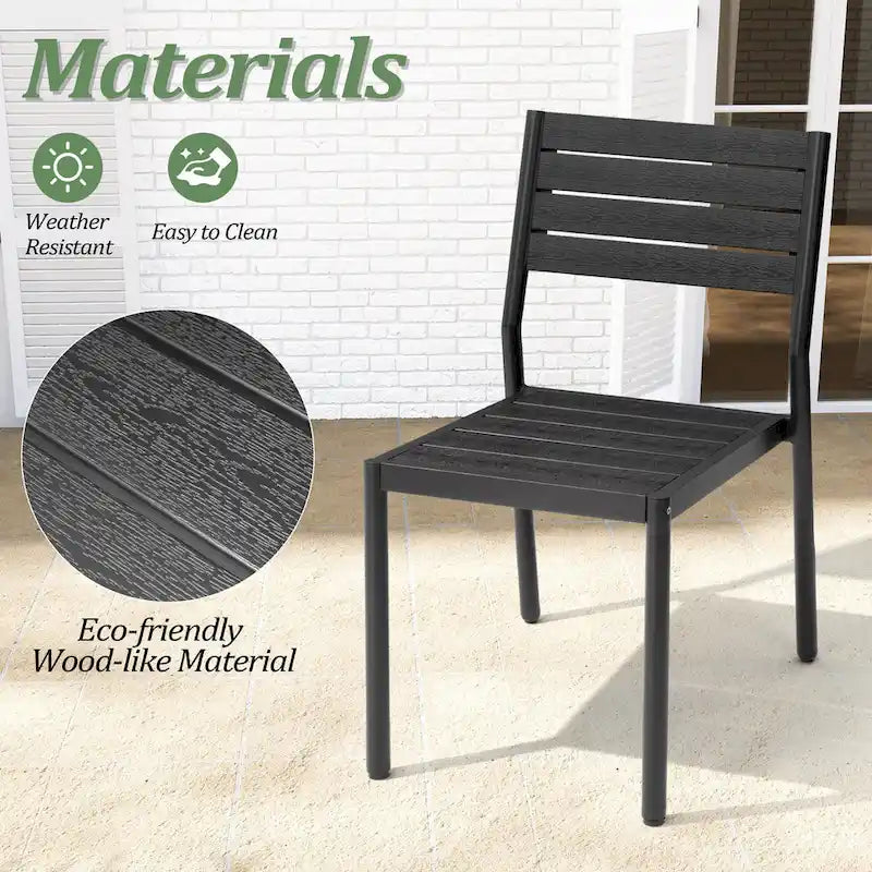 7-Piece Outdoor Rectangle Aluminum Dining Table with Stackable Chairs
