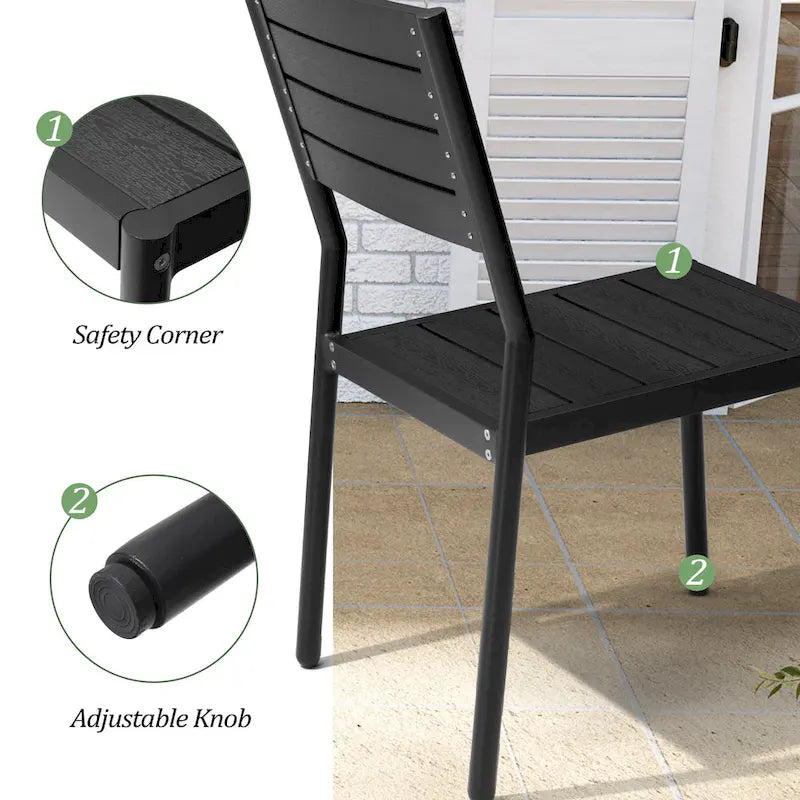 7-Piece Outdoor Rectangle Aluminum Dining Table with Stackable Chairs