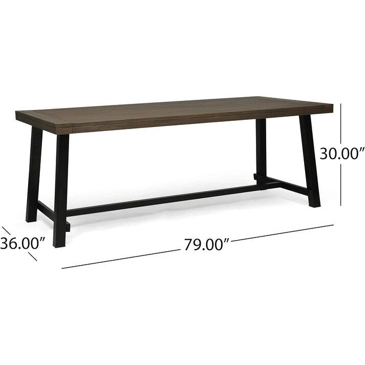 Rustic 3-Piece Outdoor Patio Picnic Dining Set with 2 Benches, Acacia Wood and Iron Frame