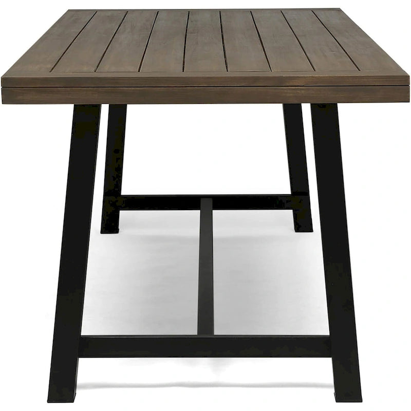 Rustic 3-Piece Outdoor Patio Picnic Dining Set with 2 Benches, Acacia Wood and Iron Frame