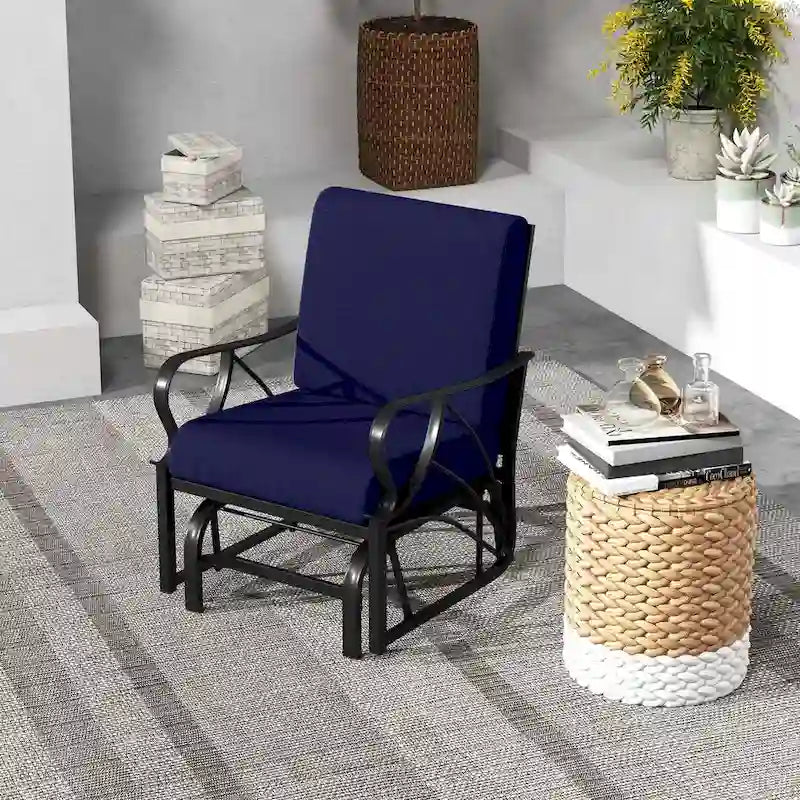 Costway 2 PCS Patio Rocking Chair with Cushion Heavy-Duty Metal Frame - 2 PCS