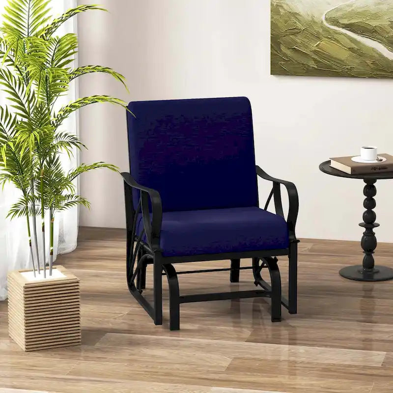 Costway 2 PCS Patio Rocking Chair with Cushion Heavy-Duty Metal Frame - 2 PCS