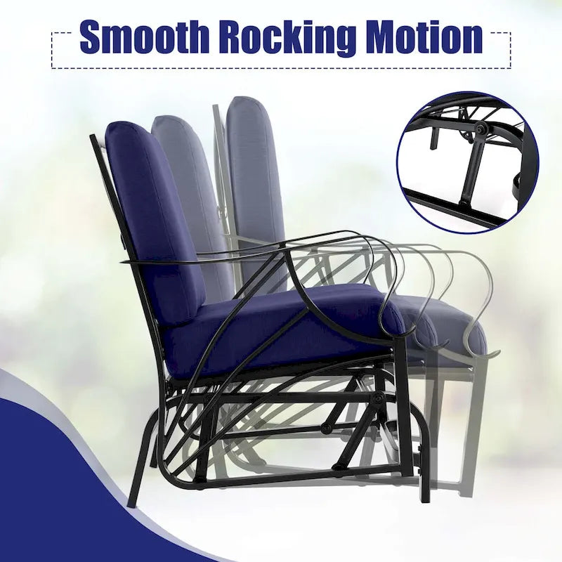 Costway 2 PCS Patio Rocking Chair with Cushion Heavy-Duty Metal Frame - 2 PCS