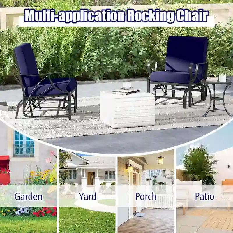 Costway 2 PCS Patio Rocking Chair with Cushion Heavy-Duty Metal Frame - 2 PCS