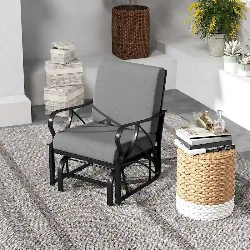 Costway 2 PCS Patio Rocking Chair with Cushion Heavy-Duty Metal Frame - 2 PCS