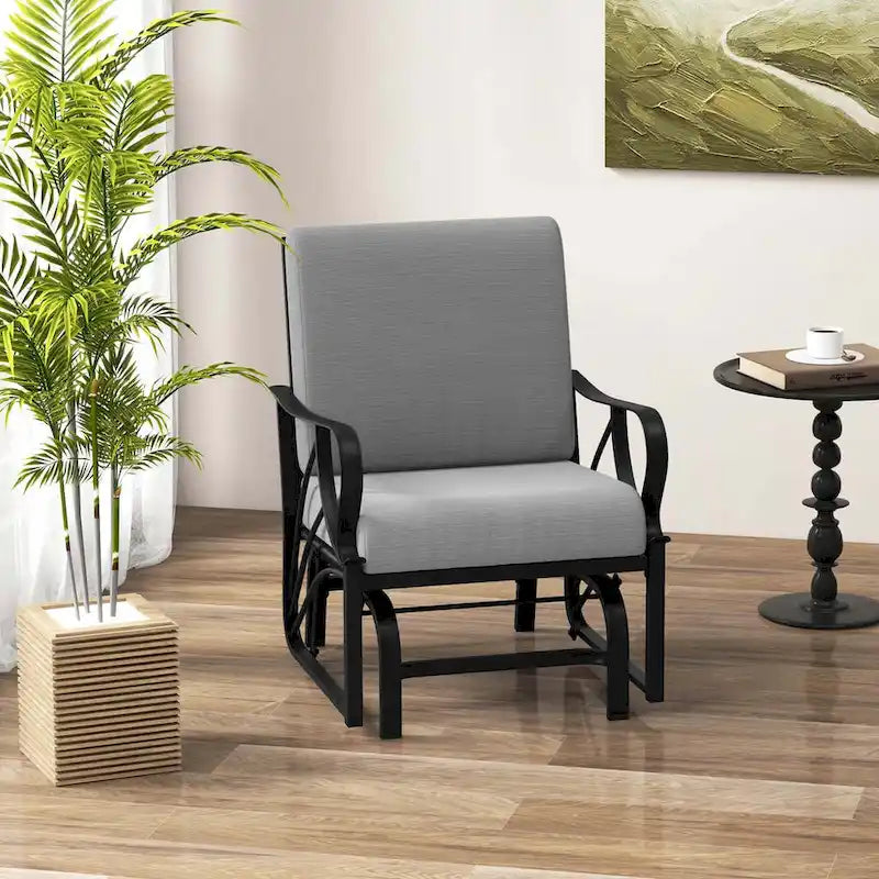 Costway 2 PCS Patio Rocking Chair with Cushion Heavy-Duty Metal Frame - 2 PCS