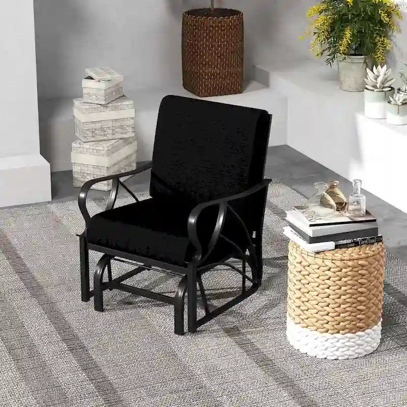Costway 2 PCS Patio Rocking Chair with Cushion Heavy-Duty Metal Frame - 2 PCS