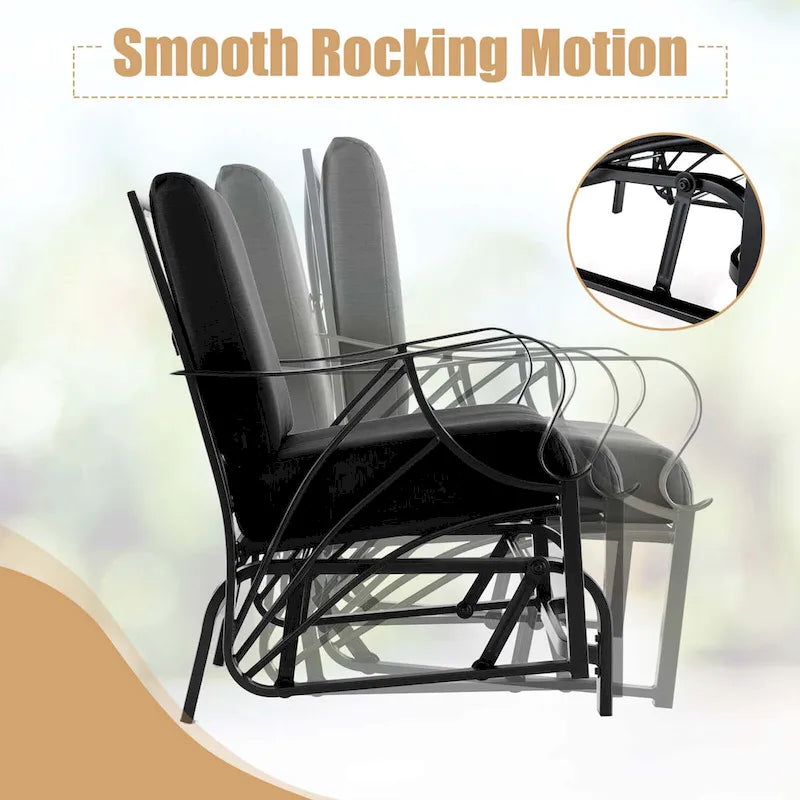 Costway 2 PCS Patio Rocking Chair with Cushion Heavy-Duty Metal Frame - 2 PCS