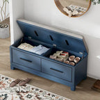 Storage Bench with Cushion - Entryway Shoe Organizer, Pine Wood, 350 LBS Capacity, Removable Cushion, Hidden Storage for Living Room Hallway
