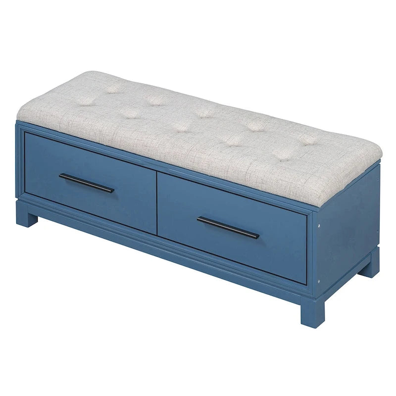 Storage Bench with Cushion - Entryway Shoe Organizer, Pine Wood, 350 LBS Capacity, Removable Cushion, Hidden Storage for Living Room Hallway