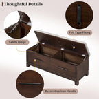 Storage Bench with Cushion - Entryway Shoe Organizer, Pine Wood, 350 LBS Capacity, Removable Cushion, Hidden Storage for Living Room Hallway