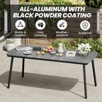 7-Piece Patio Dining Set Aluminum Outdoor Table with Umbrella Hole with Rattan Chairs