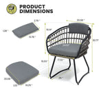 7-Piece Patio Dining Set Aluminum Outdoor Table with Umbrella Hole with Rattan Chairs