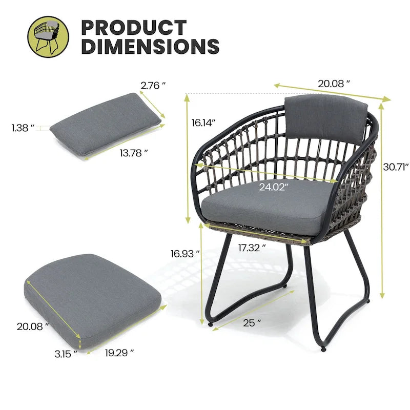 7-Piece Patio Dining Set Aluminum Outdoor Table with Umbrella Hole with Rattan Chairs