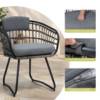 7-Piece Patio Dining Set Aluminum Outdoor Table with Umbrella Hole with Rattan Chairs
