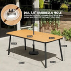 7-Piece Patio Dining Set Aluminum Outdoor Table with Umbrella Hole with Rattan Chairs