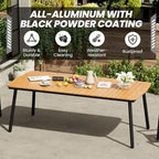 7-Piece Patio Dining Set Aluminum Outdoor Table with Umbrella Hole with Rattan Chairs