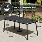 7-Piece Patio Dining Set Aluminum Outdoor Table with Umbrella Hole with Rattan Chairs
