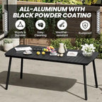 7-Piece Patio Dining Set Aluminum Outdoor Table with Umbrella Hole with Rattan Chairs